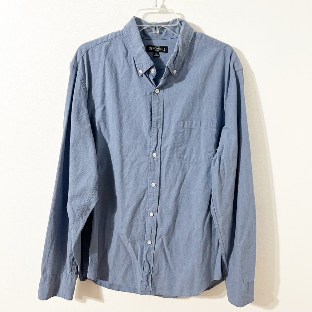 J. Crew Mercantile Casual Long Sleeve Button-Down Shirt Breast Pocket Blue Cuffs